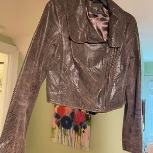Banana Republic - Brown - Snakeprint Leather Jacket - Small - Good Condition